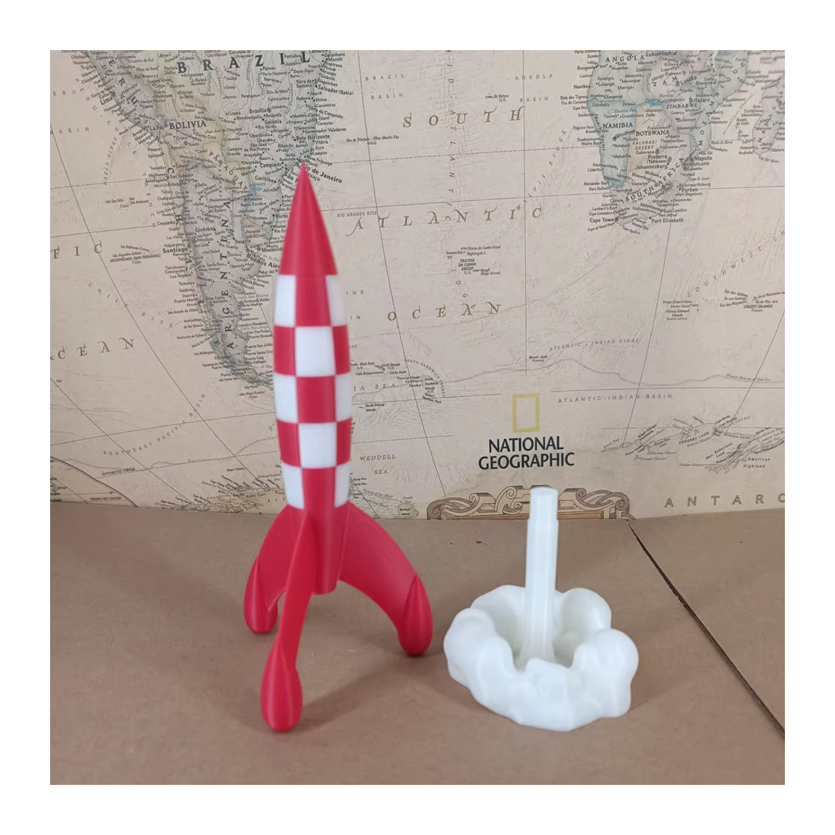 South Wood Weltraumrakete Objectif Lune Moon Adventures Modellfigur in Rot mit 3D-Druck-Effekt, Höhe: 20 cm - Bild 2