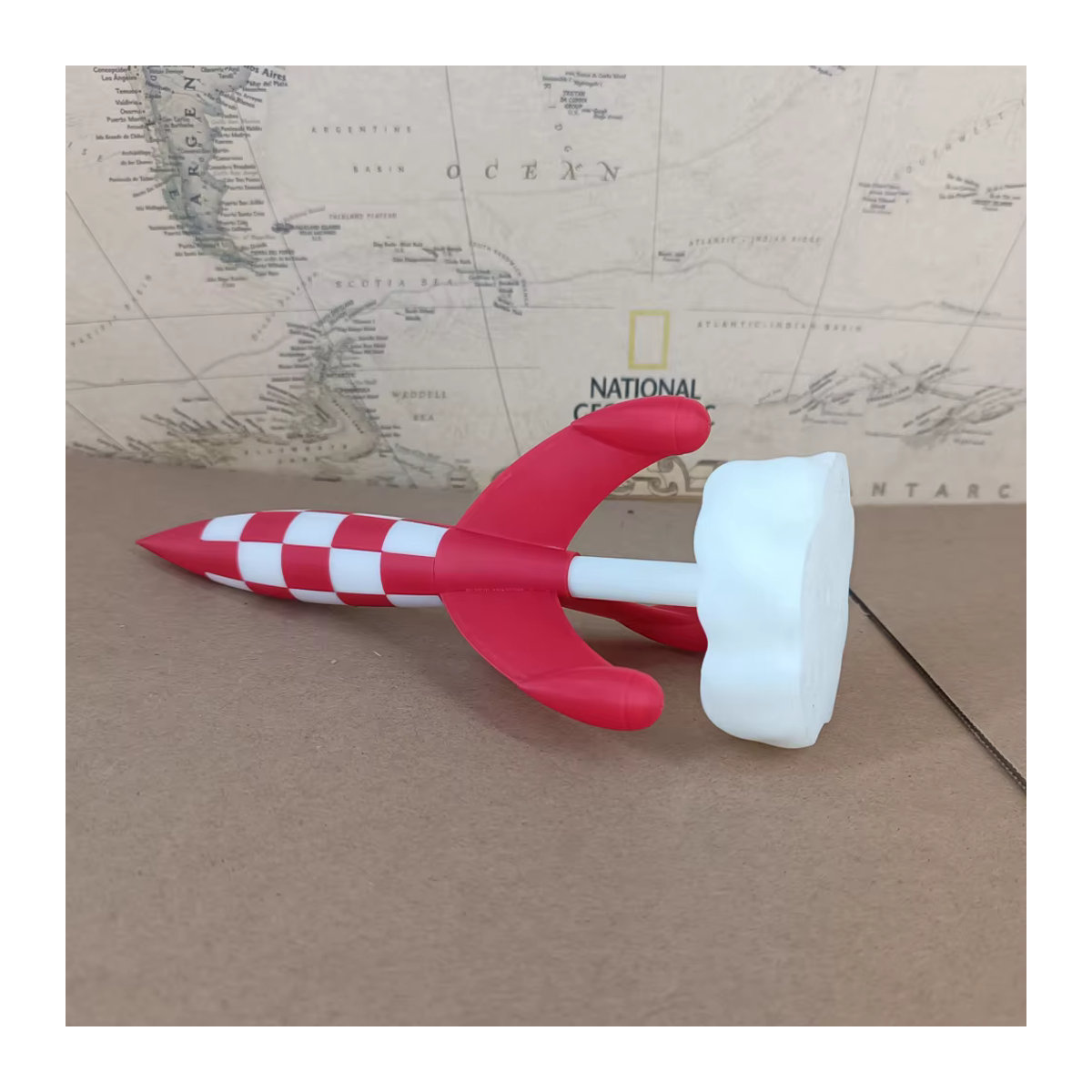 South Wood Weltraumrakete Objectif Lune Moon Adventures Modellfigur in Rot mit 3D-Druck-Effekt, Höhe: 20 cm - Bild 3