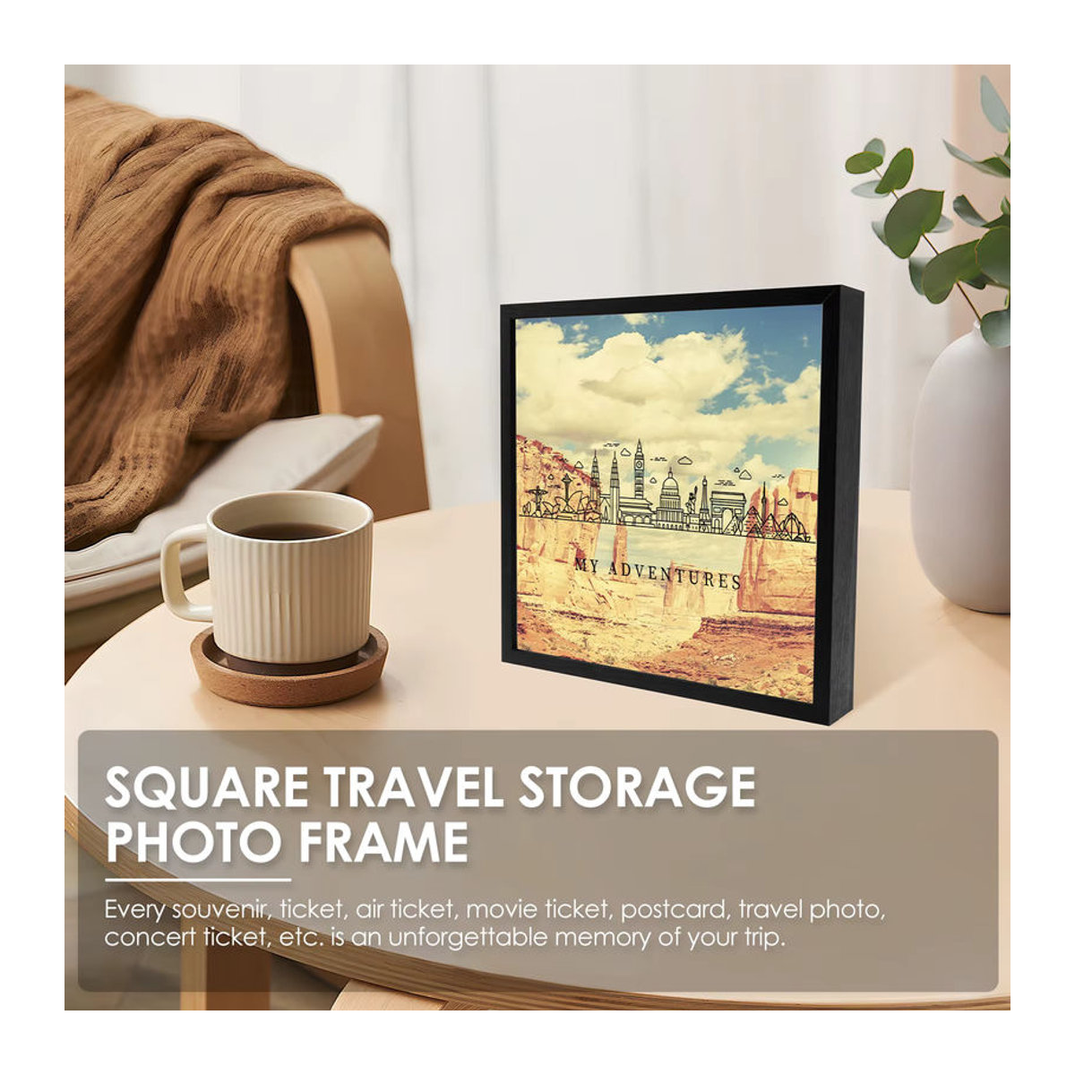 Souvenirs Memory Frame Box als Sparschwein und Ticket Organizer aus Holz in Schwarz - Bild 5