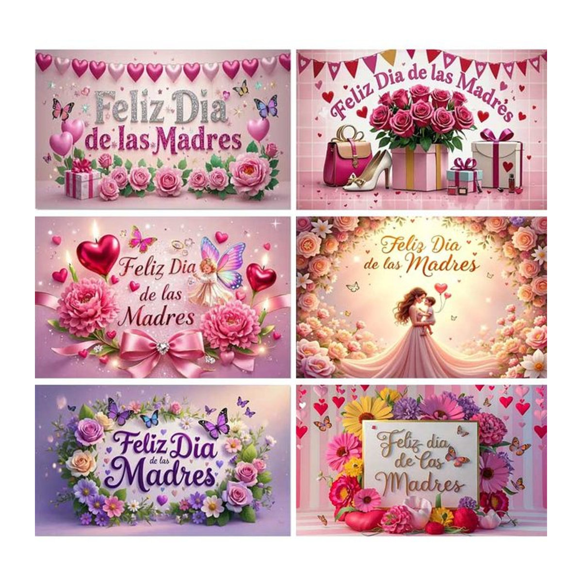 Spanische Fotografie Muttertagsdekoration mit Rosen und Typografie in Rosa für Geburtstag und Familienfeiern - Bild 1