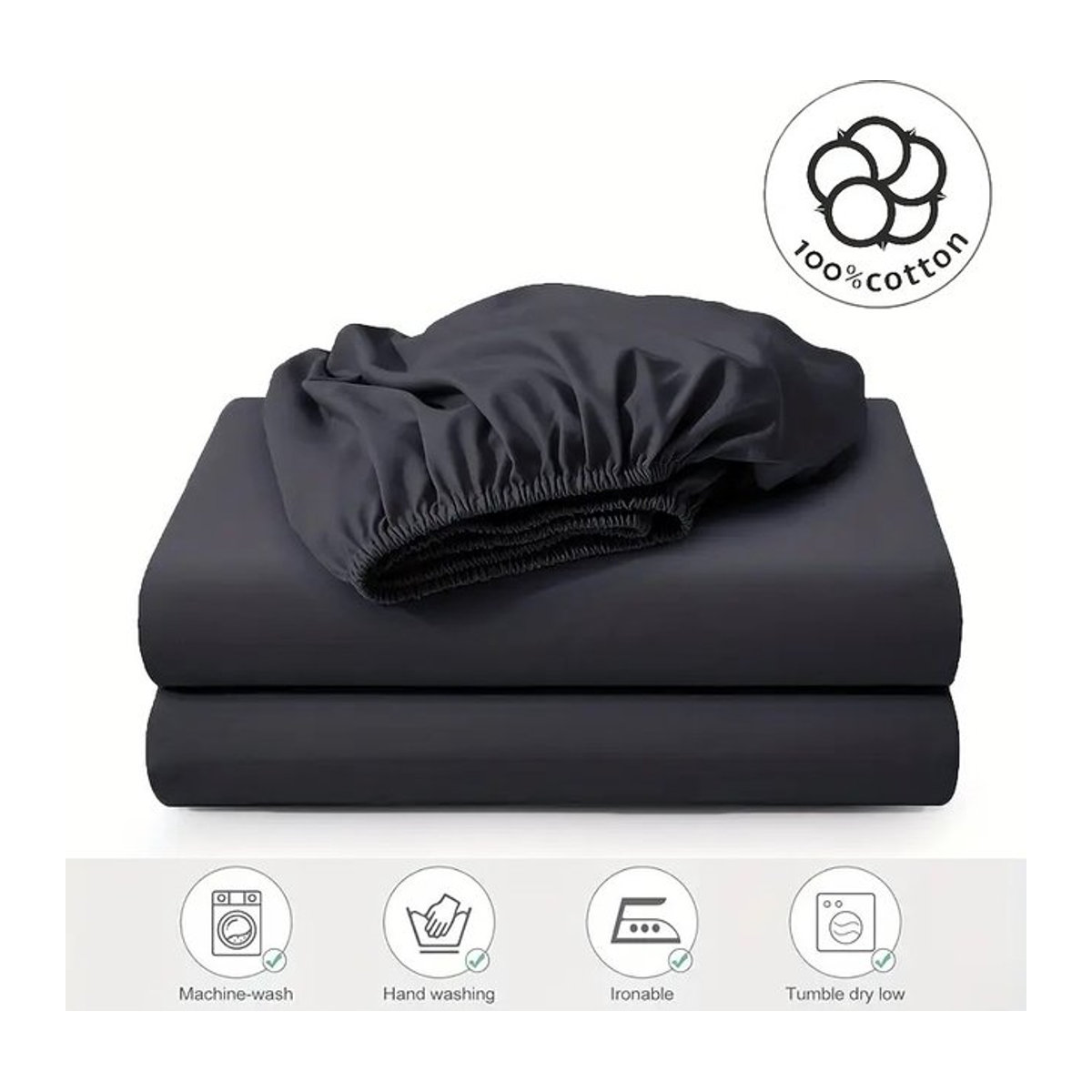 Spannbettlaken aus 100 % Baumwolle von FLOWERS AND CAKES in Braun und Grau mit elastischem Band für Einzelbetten, Doppelbetten und Queen-Size-Matratzen - Bild 1