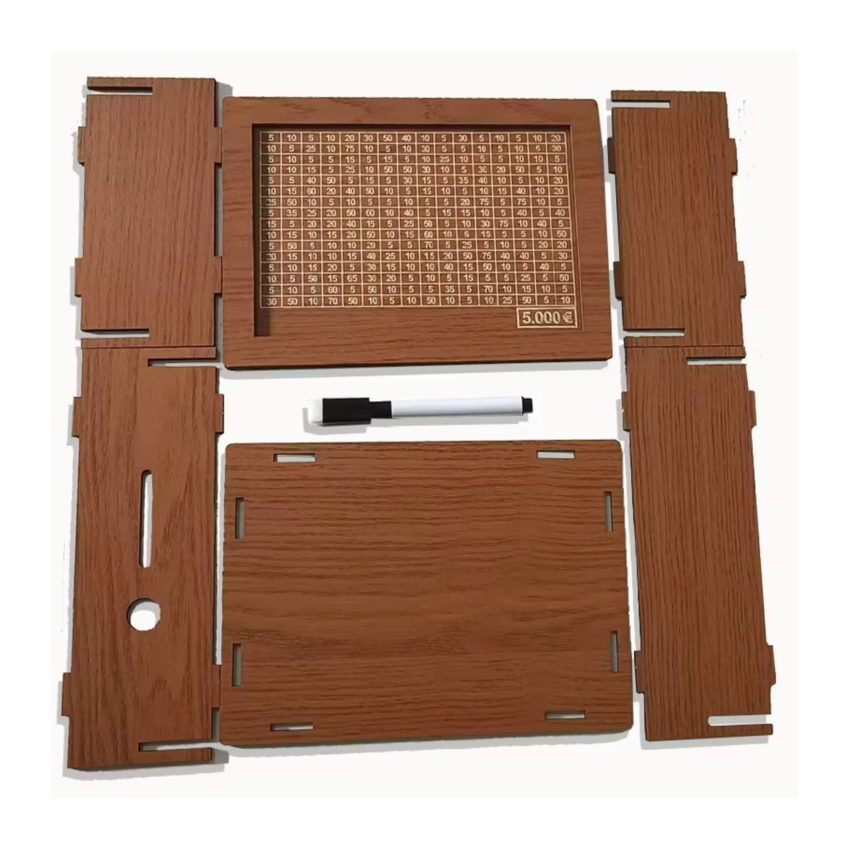 Spardose aus Holz in Braun mit 10.000 Euro Design als Geldtresor für Kinder und Erwachsene CXG01 - Bild 5