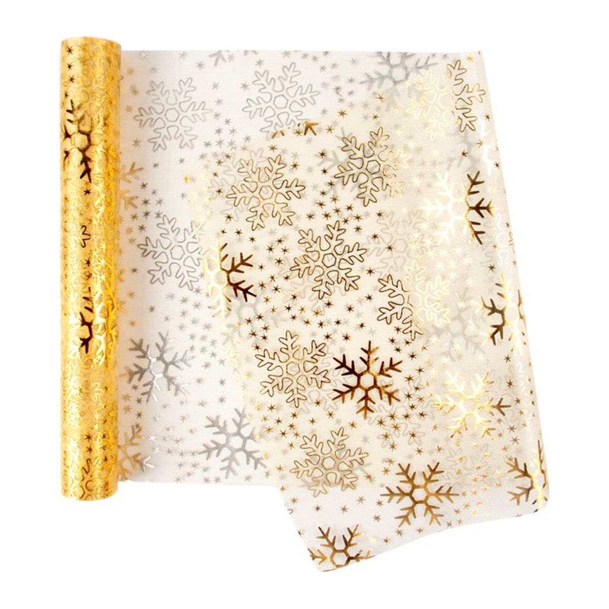 Sparkle Metallic Gold Tischläufer mit Schneeflocken-Pailletten und Glitzer-Mesh von joy-enlife - Bild 1