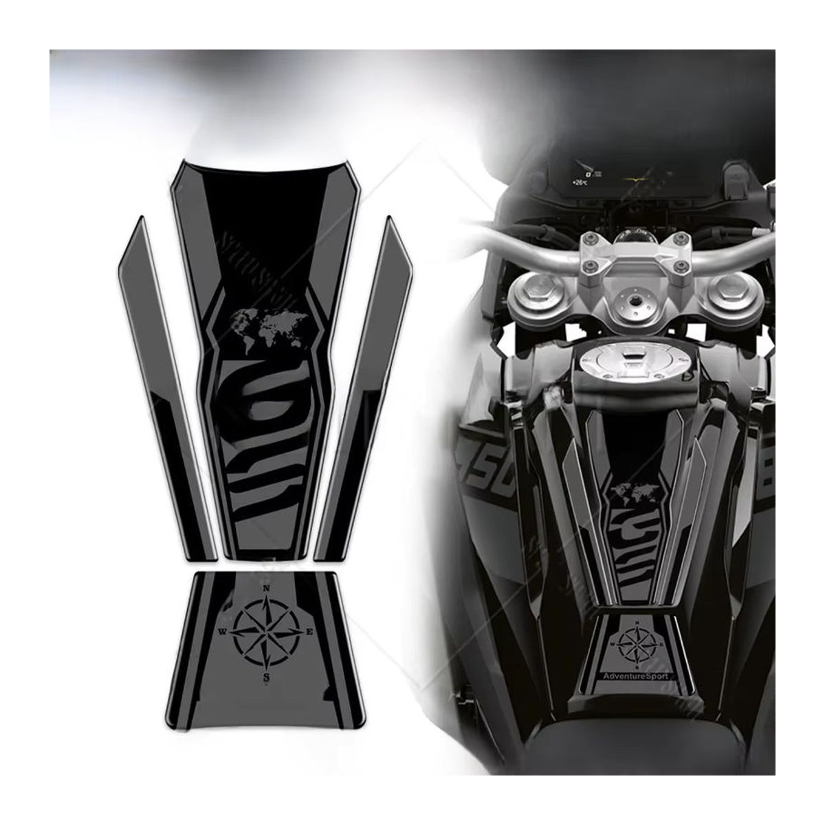 SPEED SPRITE 3D-Motorrad-Tankpad-Aufkleber mit 40 Jahre Design in Schwarz für F850GS und F750GS Modelle 2020–2024 - Bild 2