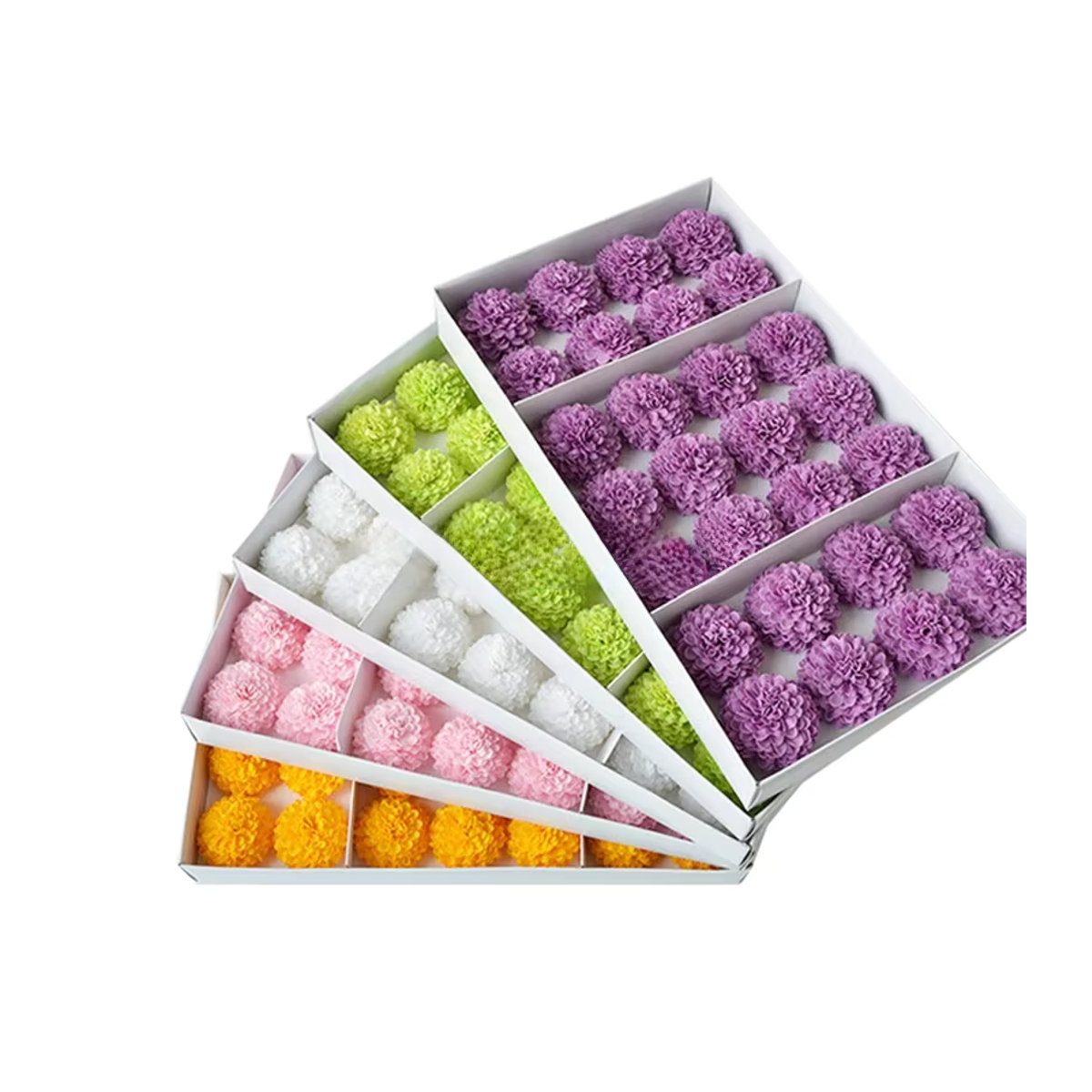 Spilewka 28 Stück Künstliche Chrysanthemen Pompons Gänseblümchen für DIY Dekoration, Durchmesser: 5 cm, Farben: Weiß und Mehrfarbig - Bild 3