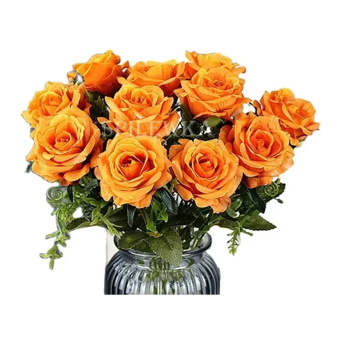 Spilewka Künstliche Rosen in Orange und Braun aus Textil für dein Hochzeitsarrangement - Bild 1