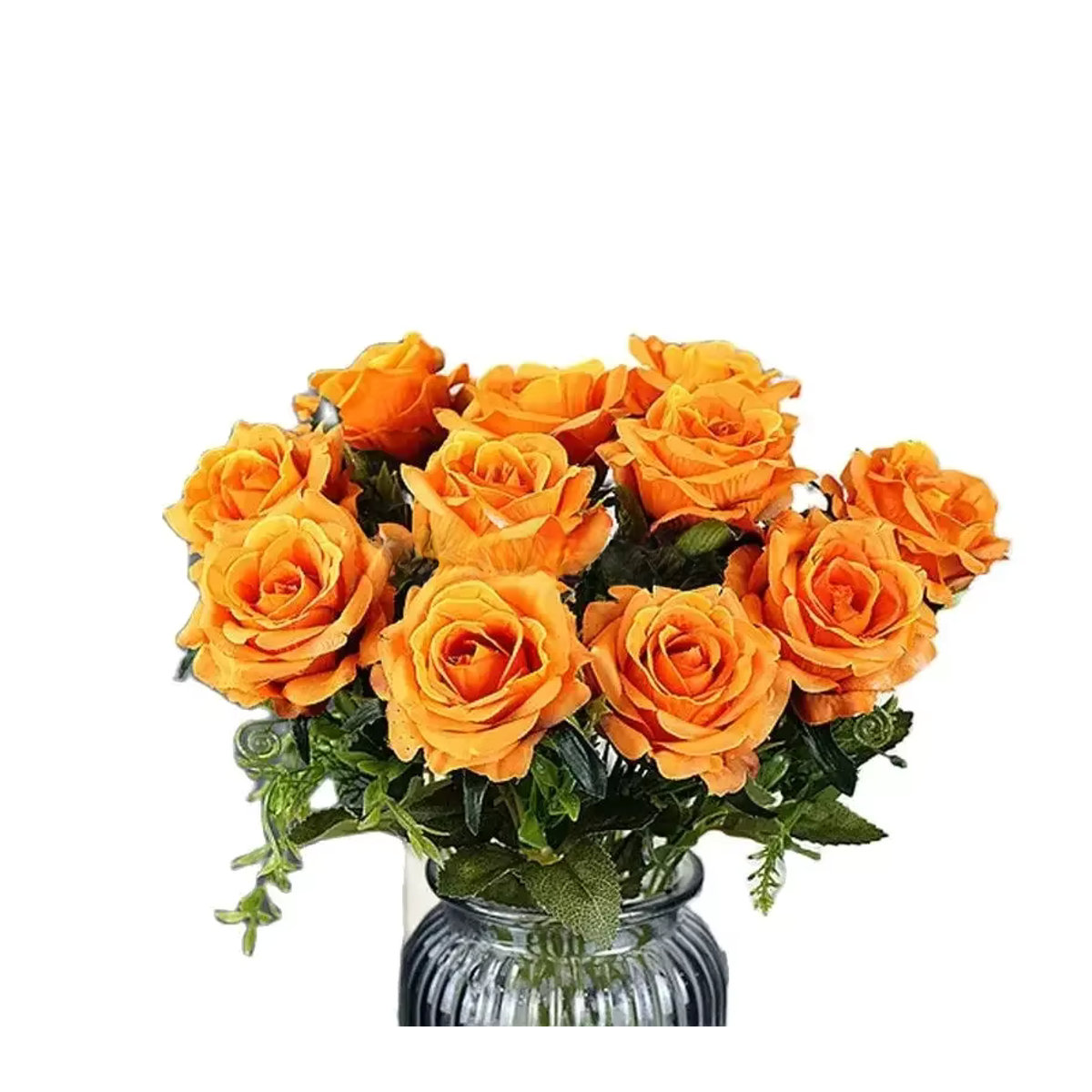 Spilewka Künstliche Rosen in Orange und Braun aus Textil für dein Hochzeitsarrangement - Bild 2