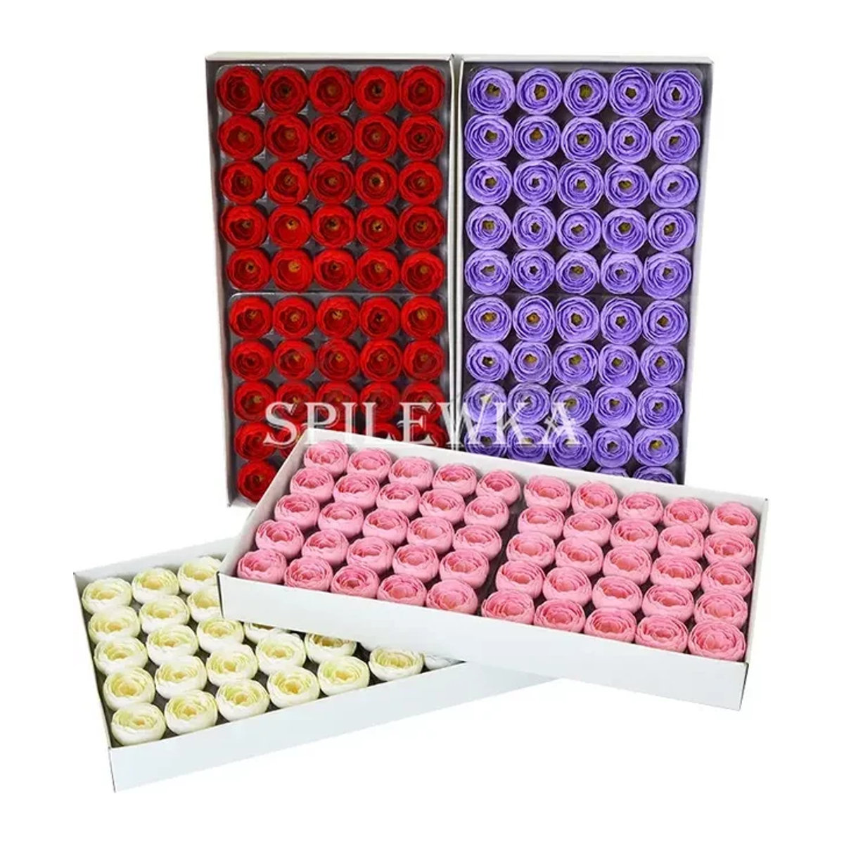 Spilewka Set mit 50 Teerosenköpfen in Mehrfarbig, getrocknete Rosen für DIY Hochzeitssträuße und Valentinstagsgeschenke, Durchmesser: 4 cm - Bild 1