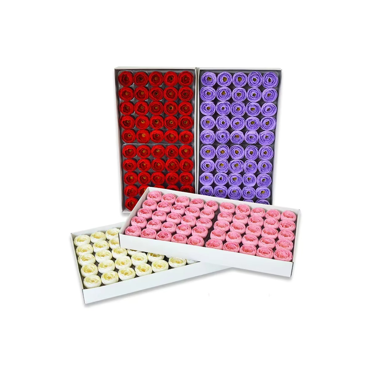 Spilewka Set mit 50 Teerosenköpfen in Mehrfarbig, getrocknete Rosen für DIY Hochzeitssträuße und Valentinstagsgeschenke, Durchmesser: 4 cm - Bild 3