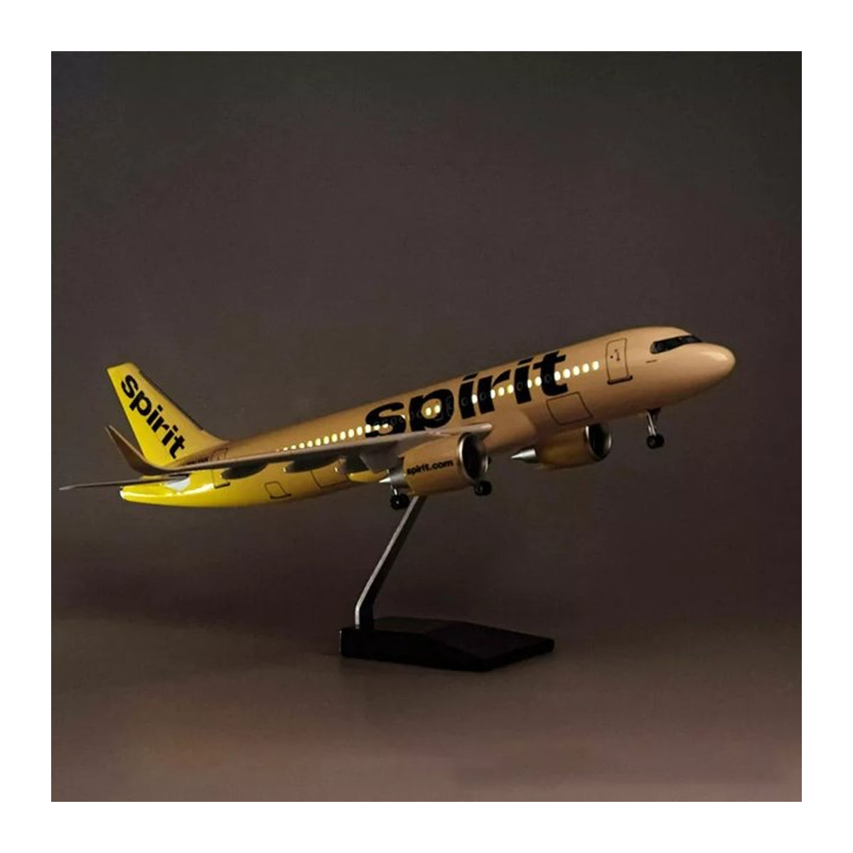 Spirit Aviation Airbus A320 Neo Flugzeugmodell im Maßstab 1:80, Farbe Gelb, aus Metall und Kunstharz - Bild 1