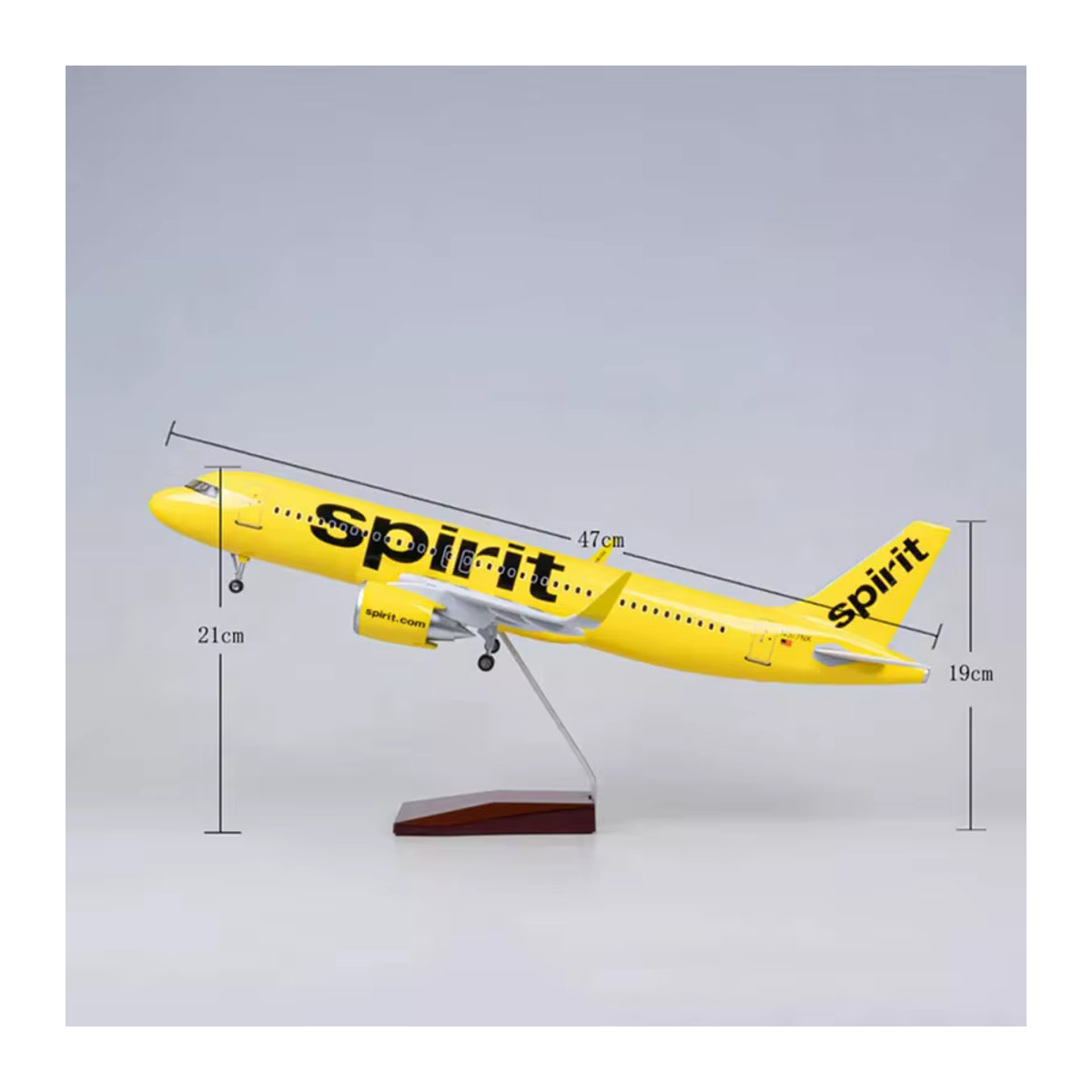 Spirit Aviation Airbus A320 Neo Flugzeugmodell im Maßstab 1:80, Farbe Gelb, aus Metall und Kunstharz - Bild 2