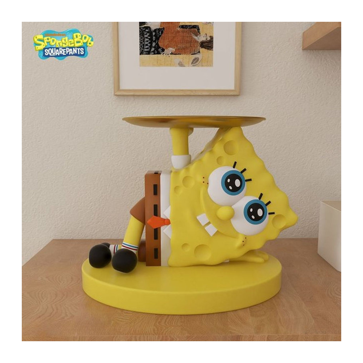 SpongeBob Schwammkopf Statue von Potdemiel in Gelb mit Aufbewahrungsplatte als Deko-Ornament für deinen Schreibtisch oder deine Veranda - Bild 1