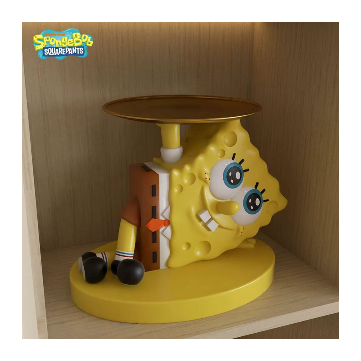 SpongeBob Schwammkopf Statue von Potdemiel in Gelb mit Aufbewahrungsplatte als Deko-Ornament für deinen Schreibtisch oder deine Veranda - Bild 3
