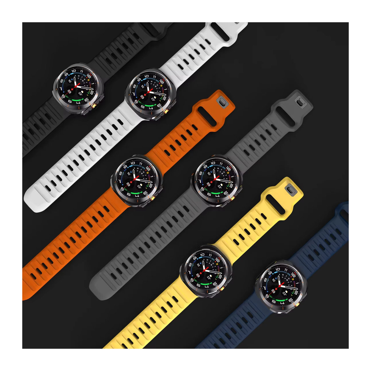 Sport Silikon Armband für Samsung Galaxy Watch 7 Ultra 47mm in Orange mit minimalistischem Design - Bild 2