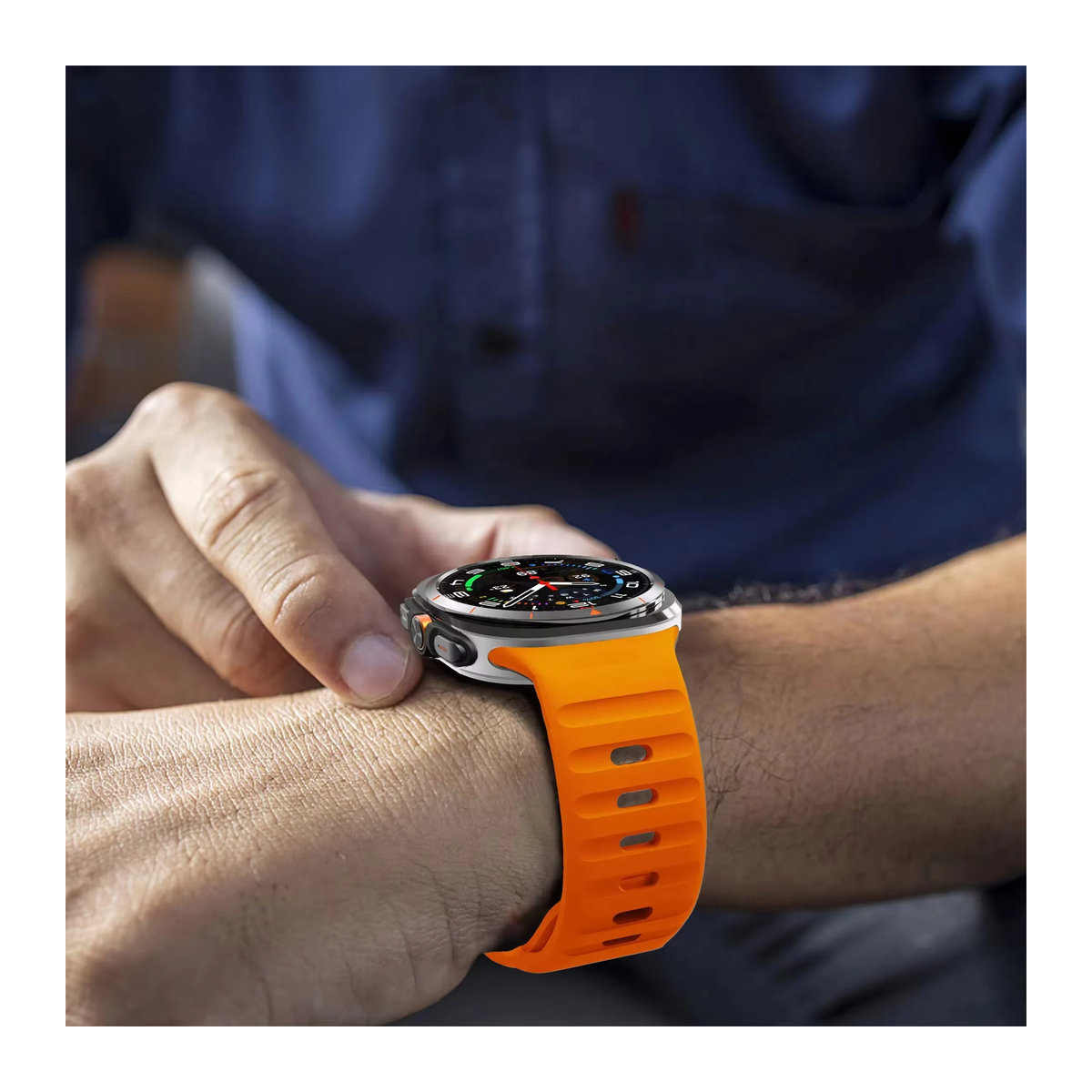 Sport Silikon Armband für Samsung Galaxy Watch 7 Ultra 47mm in Orange mit minimalistischem Design - Bild 3