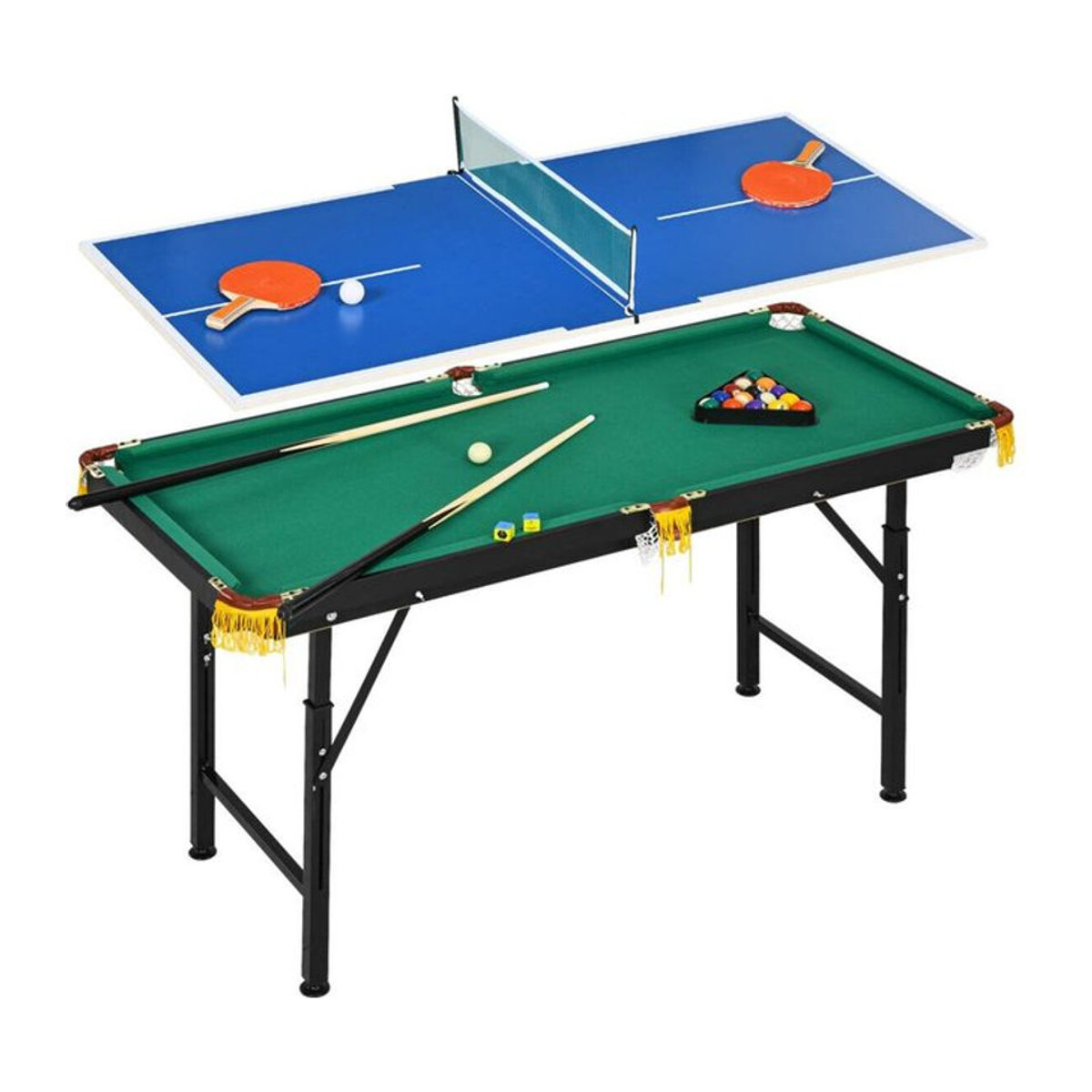 SPORTNOW Multigame Spieletisch 2in1 Multifunktionstisch für Tischtennis und Billard, Stahl, Grün und Blau, B/H/T: 140 x 80 x 63 cm - Bild 1