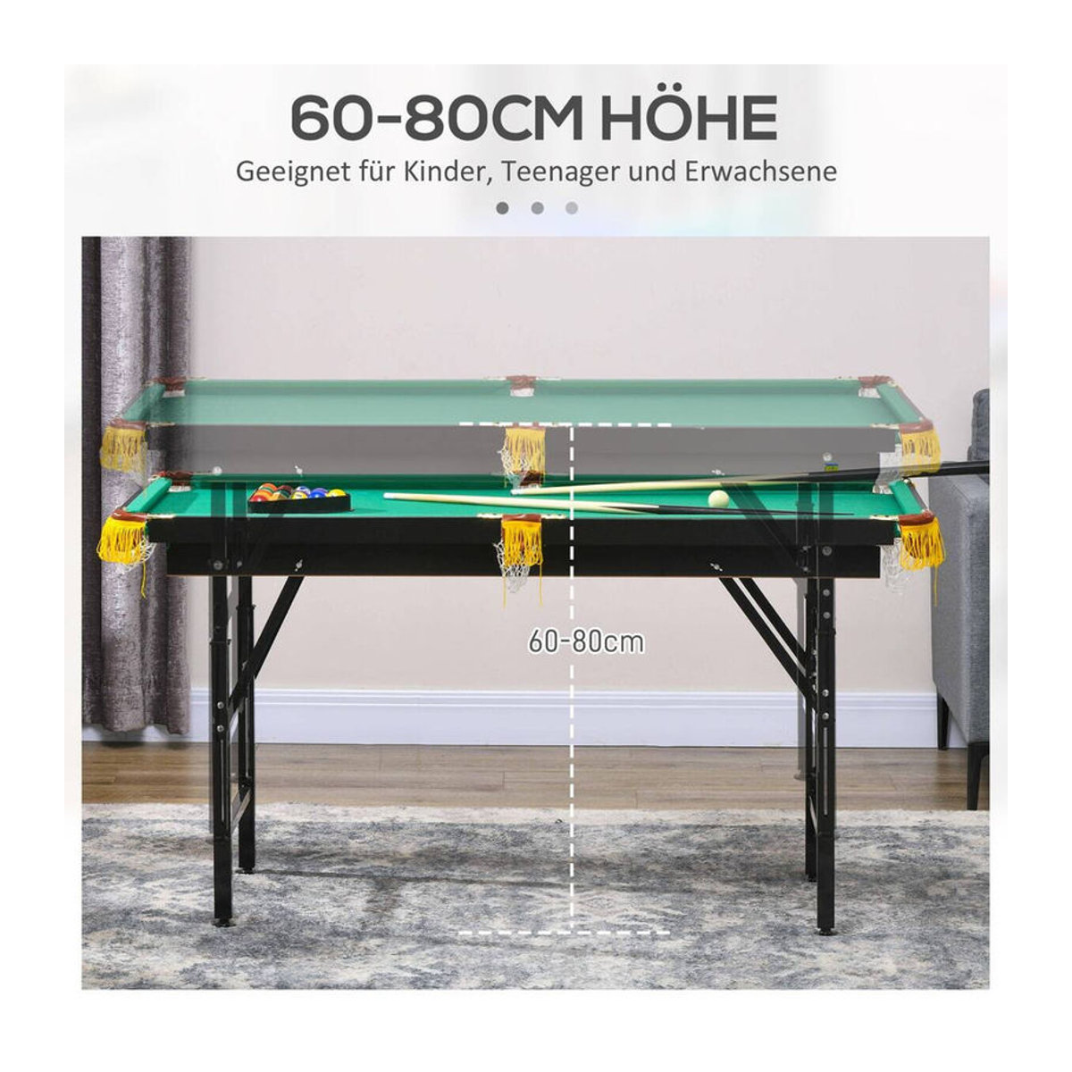 SPORTNOW Multigame Spieletisch 2in1 Multifunktionstisch für Tischtennis und Billard, Stahl, Grün und Blau, B/H/T: 140 x 80 x 63 cm - Bild 2