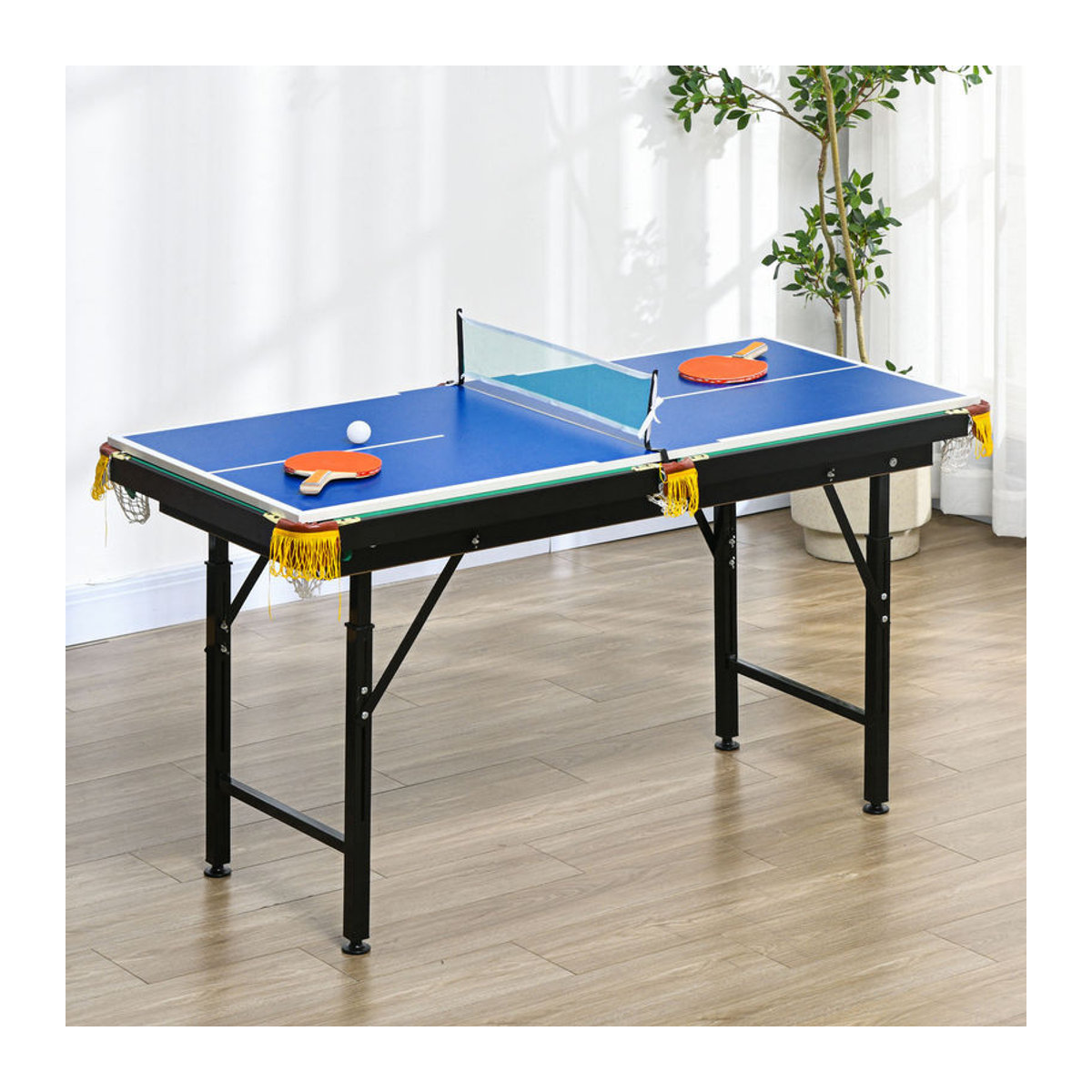 SPORTNOW Multigame Spieletisch 2in1 Multifunktionstisch für Tischtennis und Billard, Stahl, Grün und Blau, B/H/T: 140 x 80 x 63 cm - Bild 6