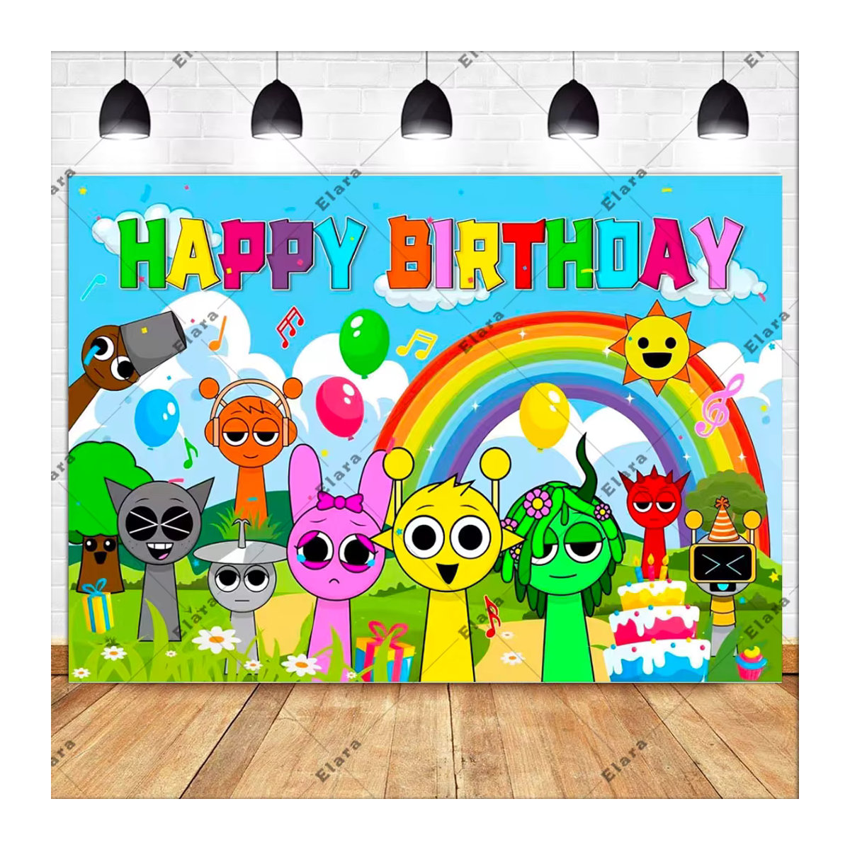 Sprunki Incredibox Party-Hintergrund Banner für Kindergeburtstage und Babypartys, mehrfarbig, rechteckig - Bild 2