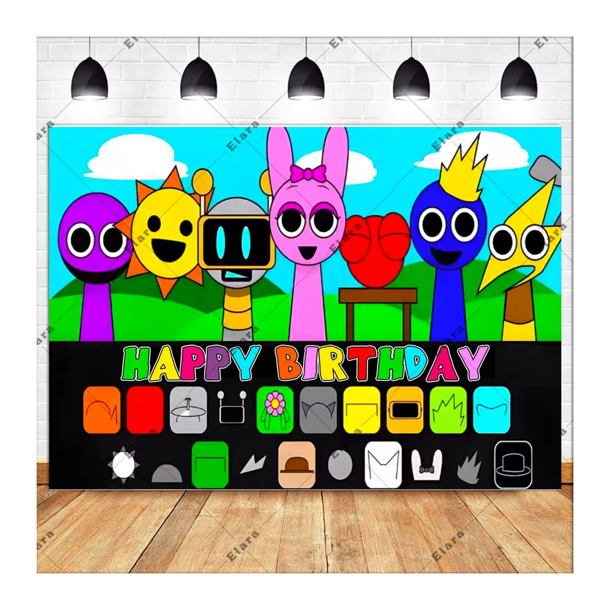 Sprunki Incredibox Party-Hintergrund Banner für Kindergeburtstage und Babypartys, mehrfarbig, rechteckig - Bild 4