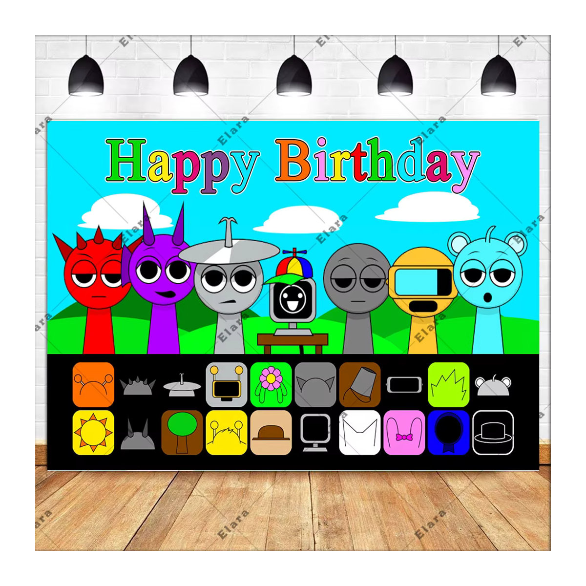 Sprunki Incredibox Party-Hintergrund Banner für Kindergeburtstage und Babypartys, mehrfarbig, rechteckig - Bild 5