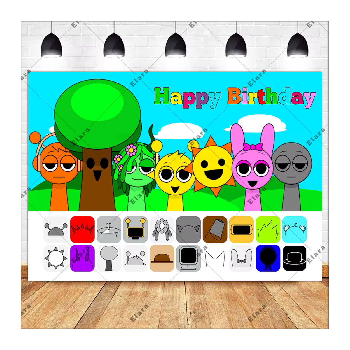 Sprunki Incredibox Party-Hintergrund Banner für Kindergeburtstage und Babypartys, mehrfarbig, rechteckig - Bild 6