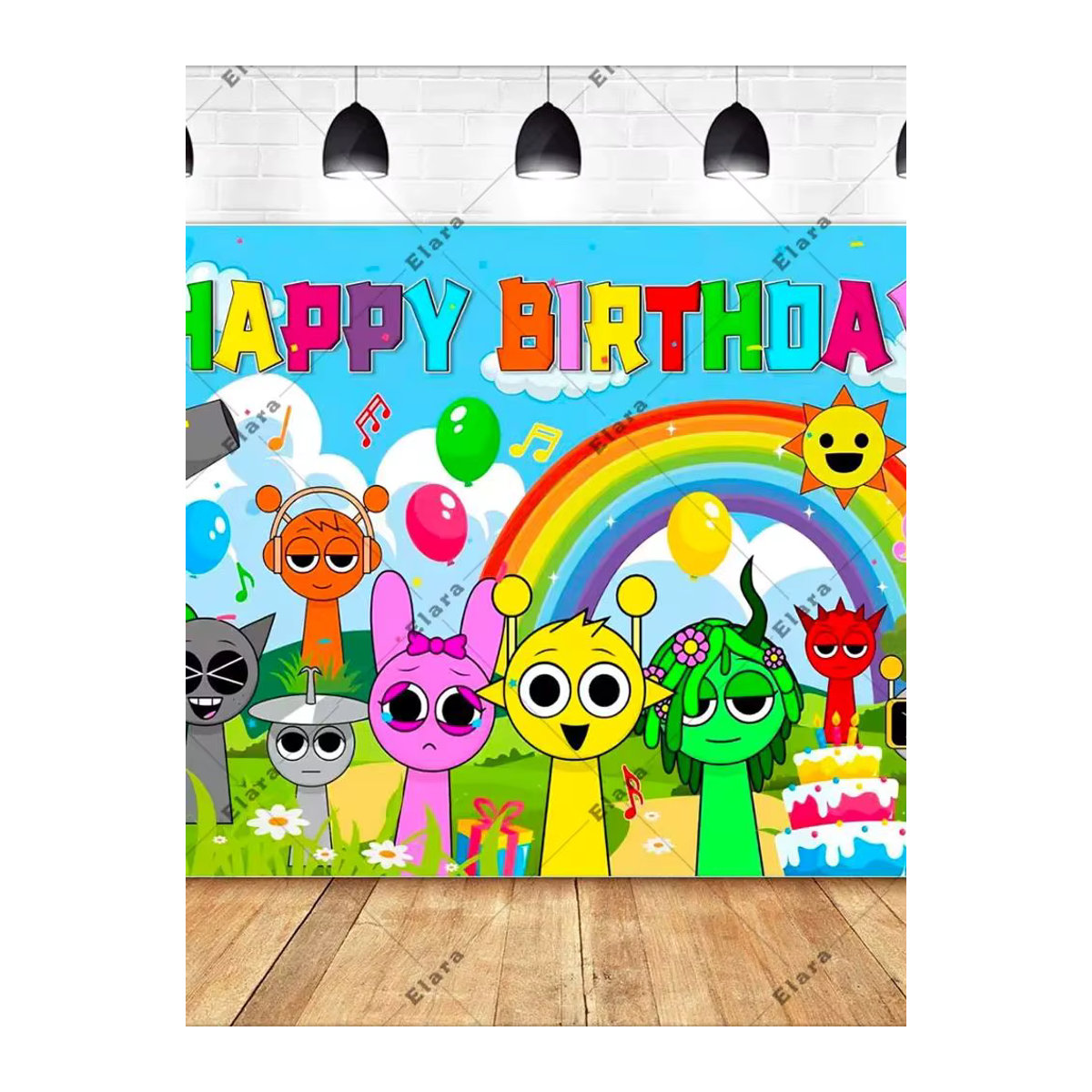Sprunki Incredibox Party-Hintergrund Banner für Kindergeburtstage und Babypartys, mehrfarbig, rechteckig - Bild 7
