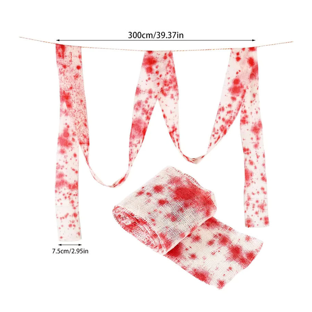Spukhaus Home Halloween Dekoration Blutige Gaze als Horror Requisiten in Weiß und Rot - Bild 6