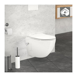 Spülrandloses Wand-WC mit Bidet und Softclose von ECD Germany in Weiß aus Keramik und Kunststoff, Länge: 49 cm