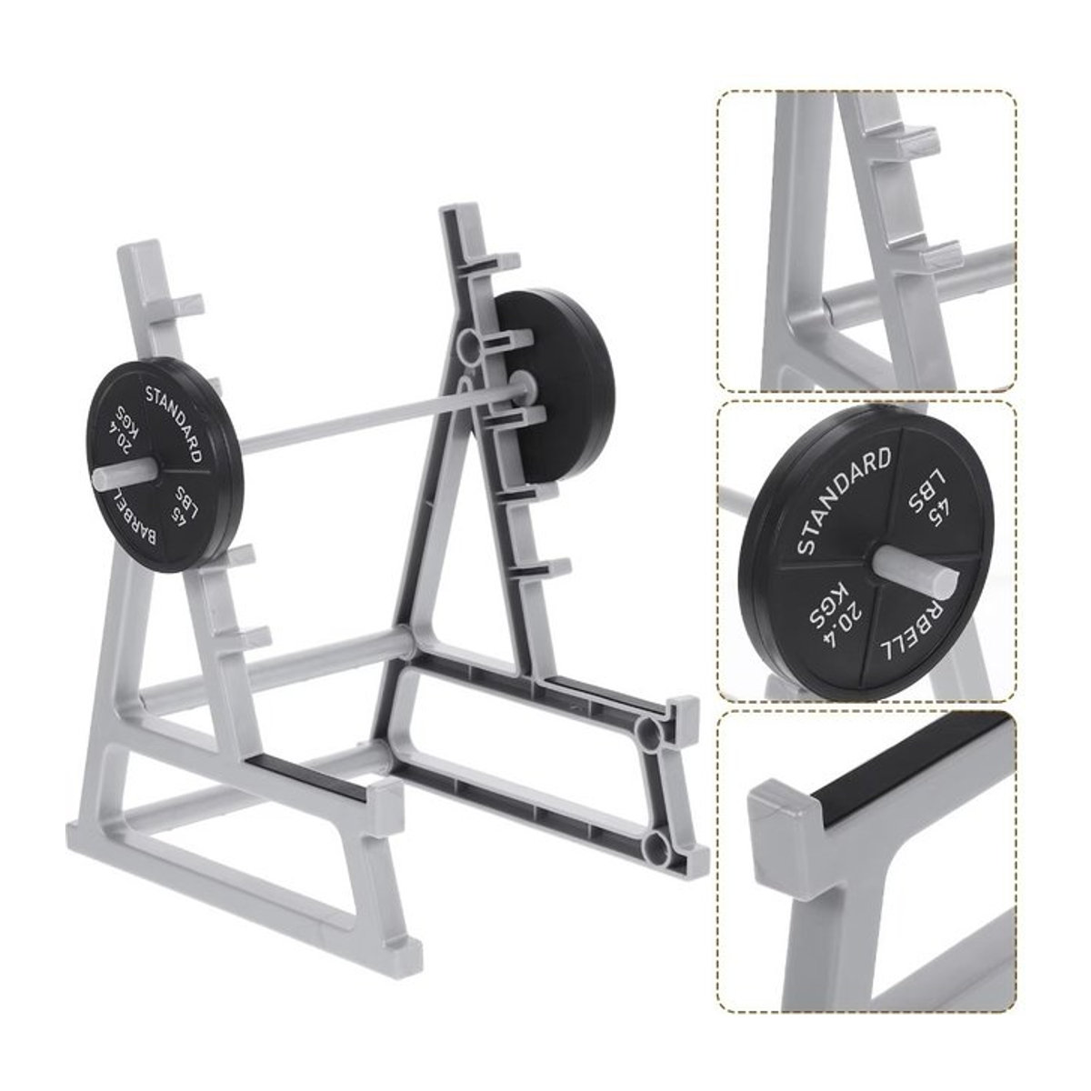 Squat Rack Stifthalter als lustiges Schreibtischzubehör für das Büro, grauer Stift-Organizer aus Kunststoff in modernem Design - Bild 1
