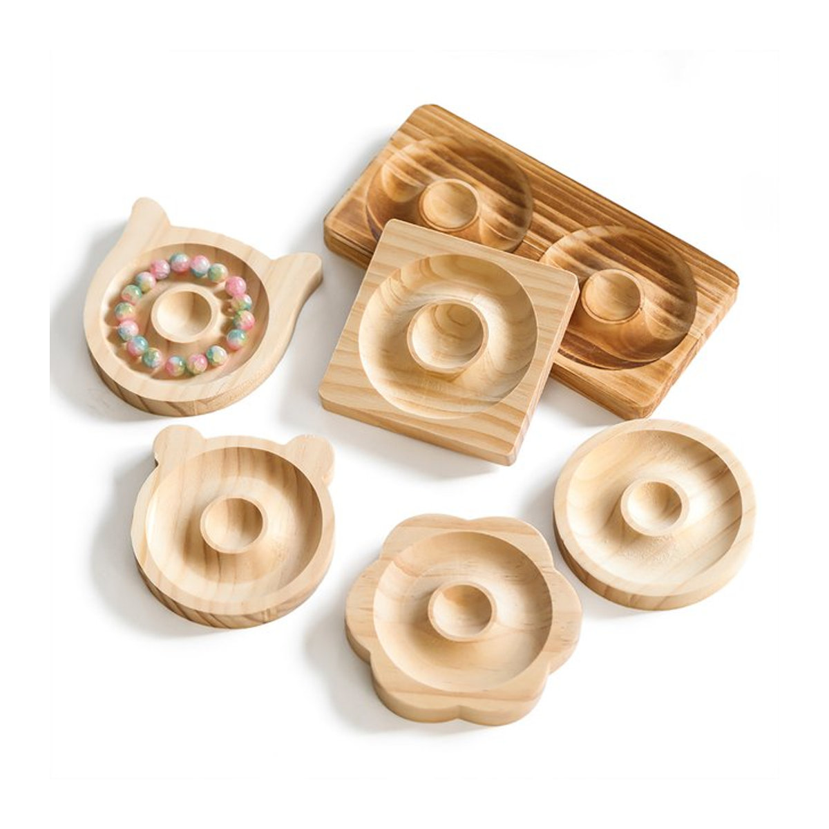 St.kunkka Schmuckdisplay aus Holz in Braun und Beige mit Perlen-Design für Armbänder, Halsketten und Handwerk im skandinavischen Stil - Bild 1