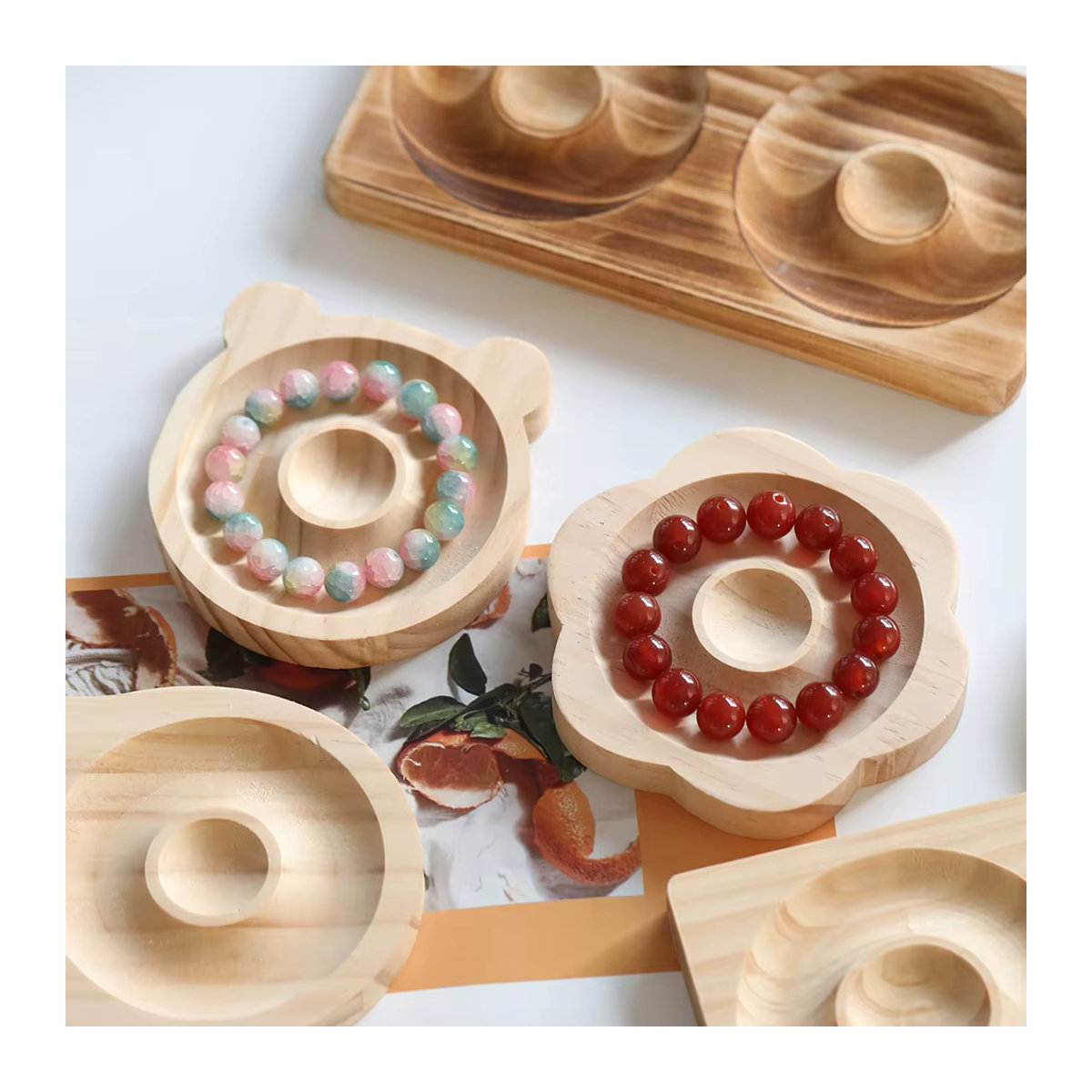 St.kunkka Schmuckdisplay aus Holz in Braun und Beige mit Perlen-Design für Armbänder, Halsketten und Handwerk im skandinavischen Stil - Bild 4