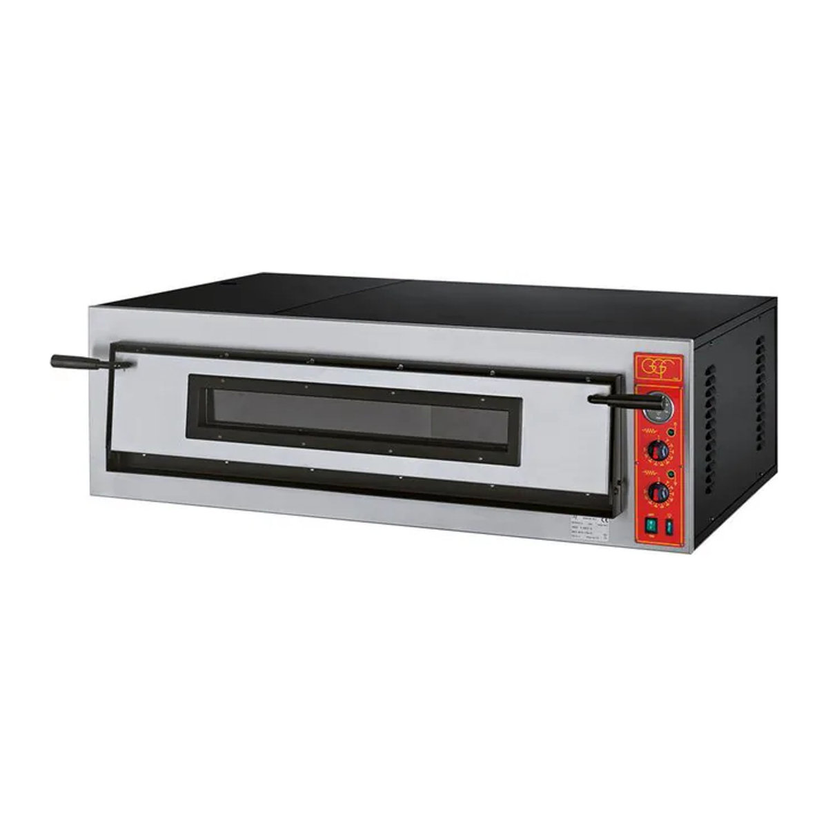 Stalgast Elektro-Pizzaofen mit einer Kammer für 6 Pizzen Ø 360 mm aus Edelstahl und Stahl, 9 kW, silber/schwarz, B/T/H: 137 x 85 x 42 cm - Bild 1