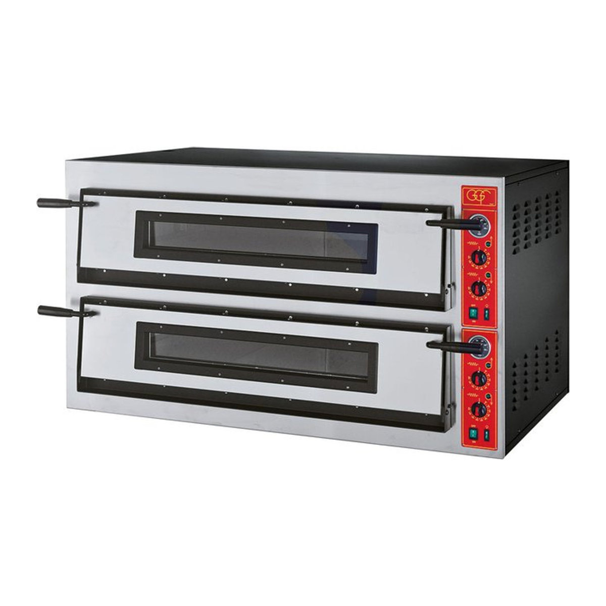 Stalgast Elektro-Pizzaofen mit zwei Kammern für 12 Pizzen Ø 360 mm aus Edelstahl und Stahl in Silber/Schwarz B/T/H: 137 x 85 x 75 cm - Bild 1