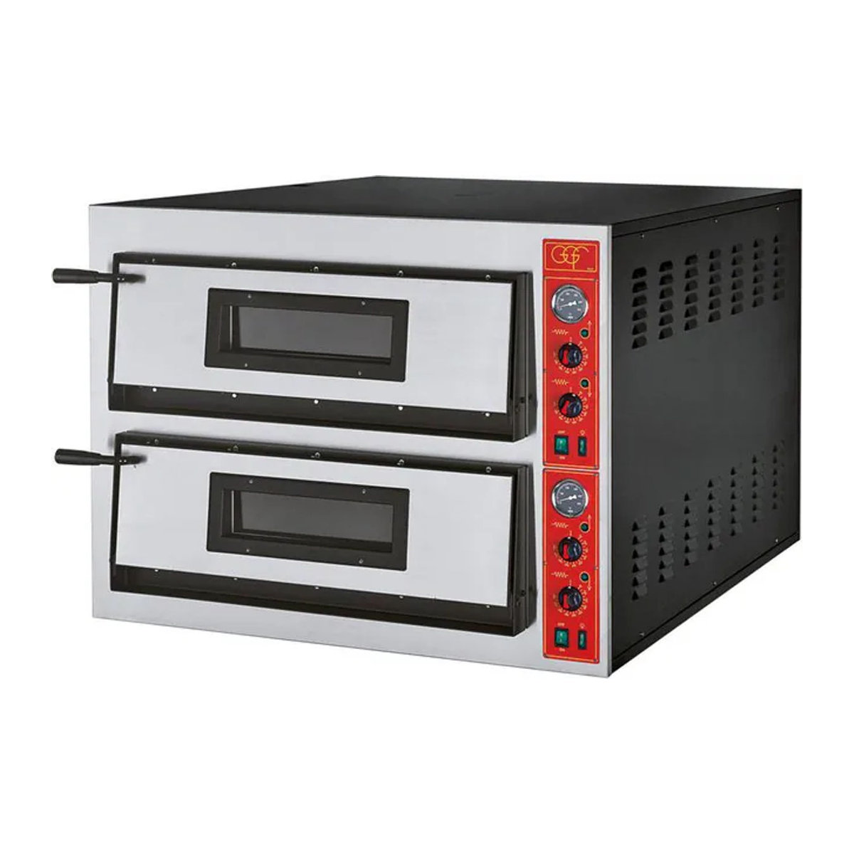 Stalgast Elektro-Pizzaofen mit zwei Kammern für 12 Pizzen Ø 360 mm aus Edelstahl und Stahl, silber/schwarz, B/T/H: 101 x 121 x 75 cm - Bild 1