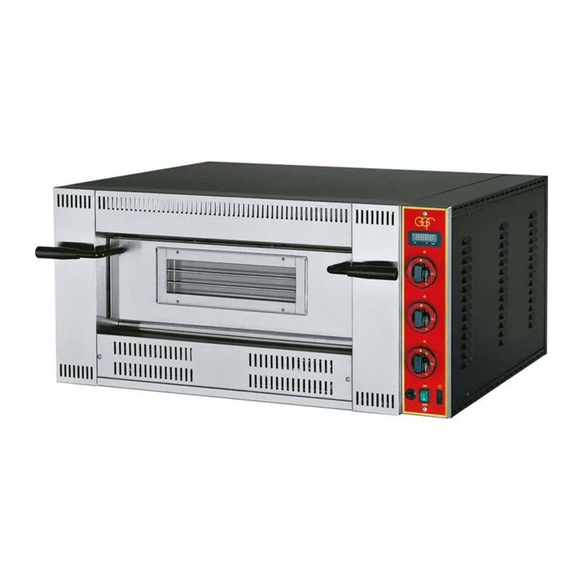 Stalgast GGF Gas Pizzaofen für 4 Pizzen Ø 300 mm, 13,9 kW, Edelstahl/Stahl, B/T/H: 100 x 101 x 47 cm, silber/schwarz - Bild 1