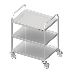 Stalgast Servierwagen aus Edelstahl mit drei Böden, silber, B/T/H: 117 x 75,5 x 75,5 cm