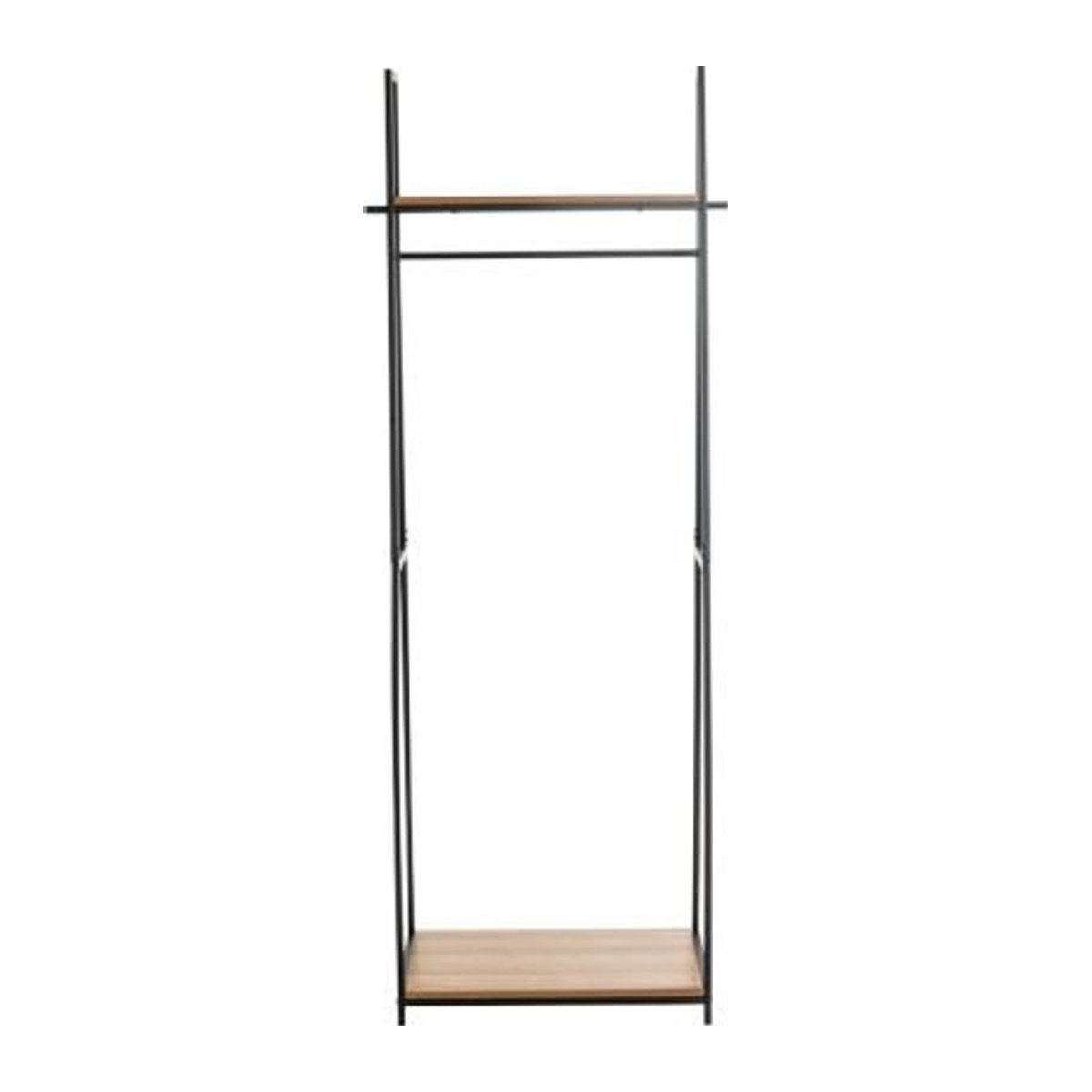 Standgarderobe HAKU Garderobenständer im Industrial Design aus Stahl und Holz, Schwarz/Dunkle Eiche, B/T/H: 68 x 40 x 166 cm - Bild 1