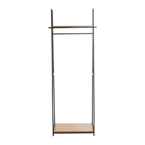 Standgarderobe HAKU Garderobenständer im Industrial Design aus Stahl und Holz, Schwarz/Dunkle Eiche, B/T/H: 68 x 40 x 166 cm