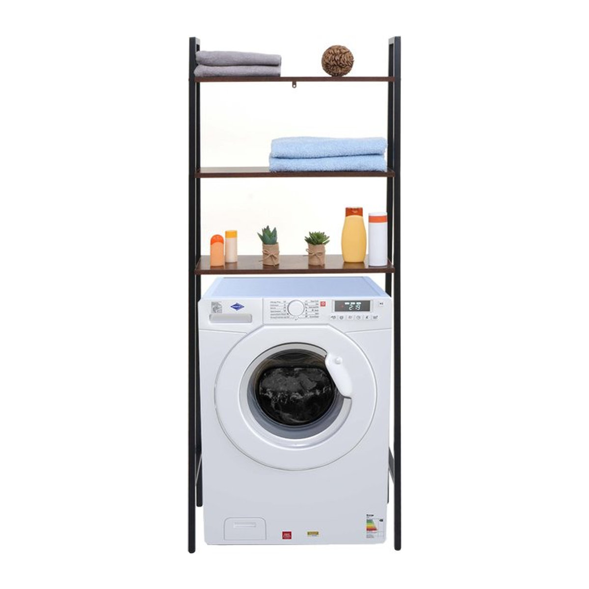 Standregal MCW-K82 Industrial Leiterregal aus Metall und Holz in Braun, H x B x T: 155 x 64 x 25 cm - Bild 1