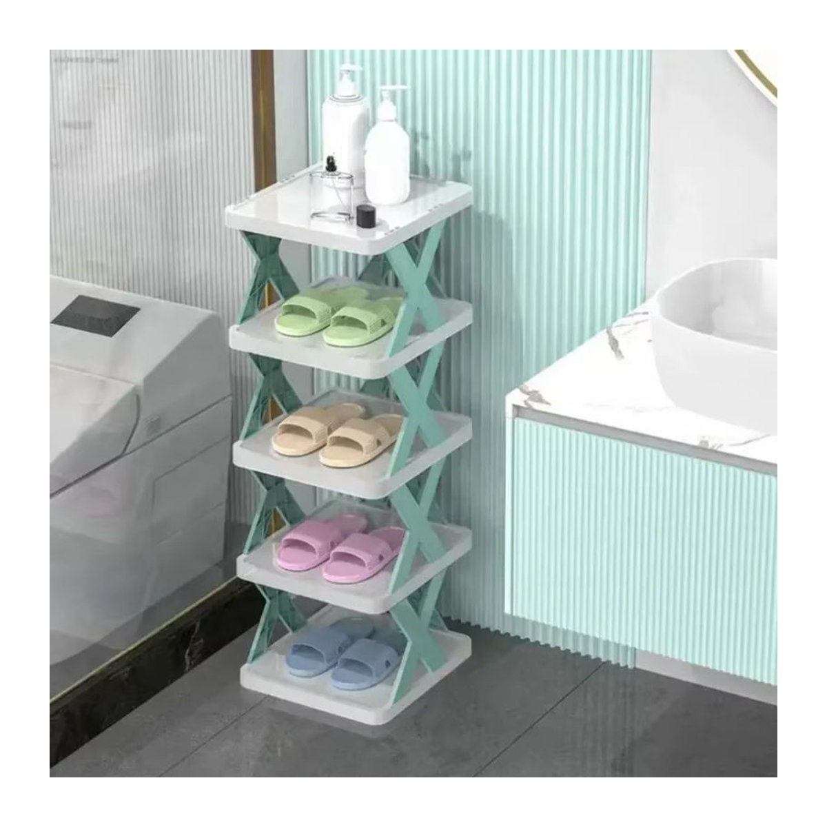 Stapelbare Schuhboxen Organizer aus Kunststoff in Weiß für die Schuhaufbewahrung im Flur - Bild 4