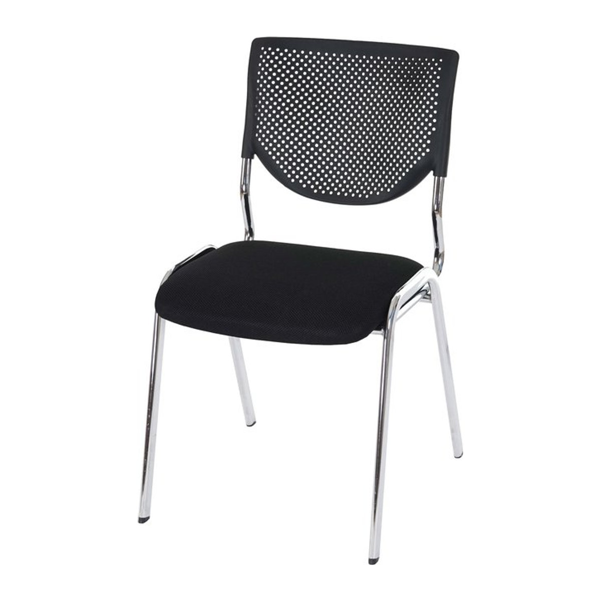 Stapelbarer Konferenzstuhl H401 von MCW mit schwarzem Textilsitz und Chromfüßen - Bild 1