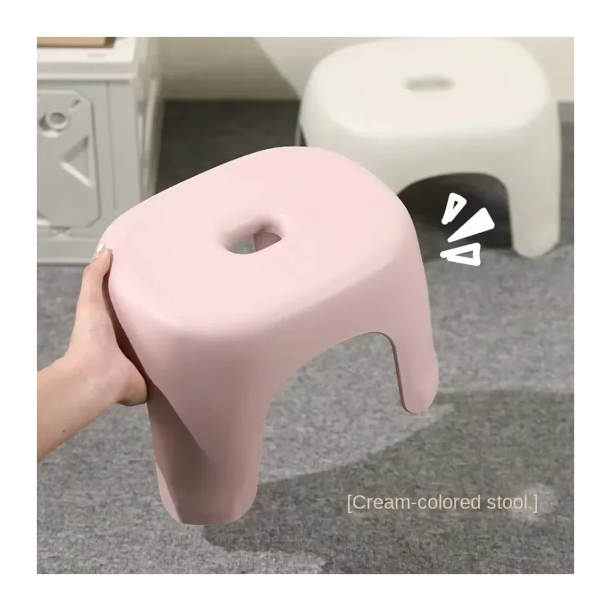 Stapelbarer Kunststoffhocker von LIUSHADUOLA in Pink und Weiß, multifunktionaler und tragbarer Hocker für den Haushalt - Bild 2