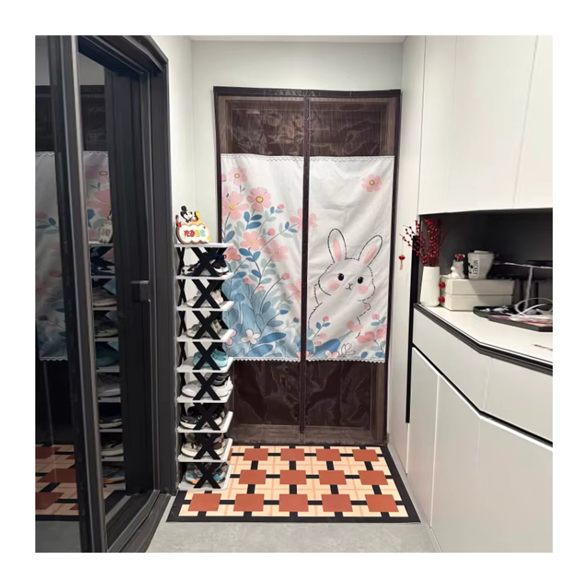 Stapelbares Schuhregal aus Kunststoff in Weiß oder Schwarz/Weiß für den Eingangsbereich, minimalistischer Schuh-Organizer - Bild 4