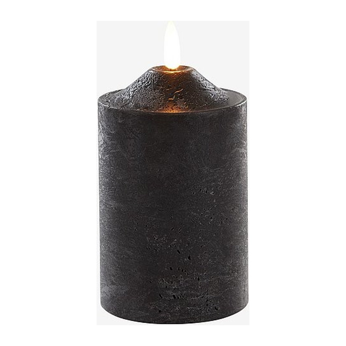 Star Trading LED Echtwachskerze Flamme in Schwarz, Stumpenkerze mit Timer und Flackereffekt, H: 15 cm, B: 7,5 cm, T: 7,5 cm - Bild 1