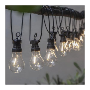 Star Trading LED Filament Lichterkette Circus im Retro Industrial Design, 20-teilig, Schwarz, Warmweiß