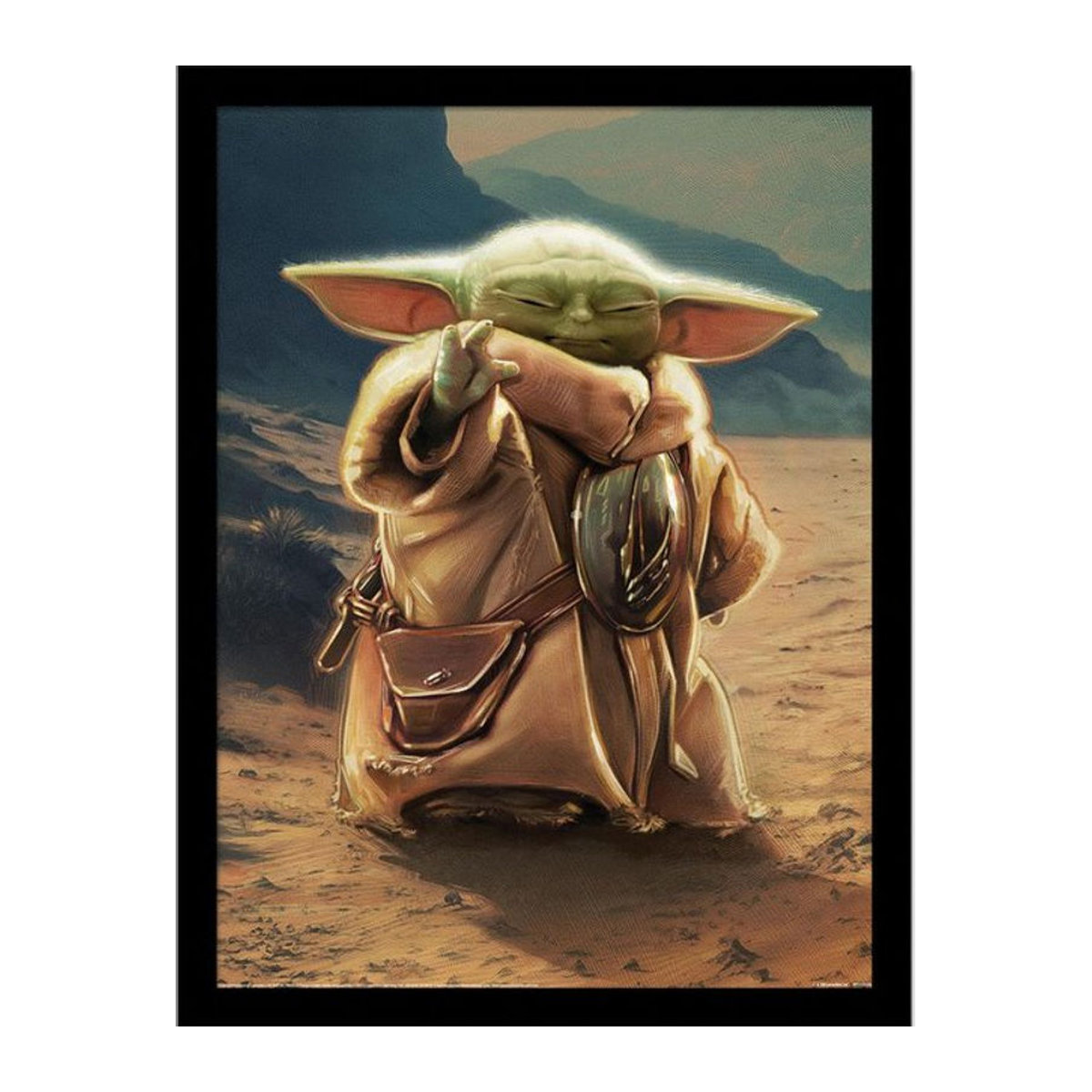 Star Wars: The Mandalorian Grogu gerahmtes Poster im Querformat, mehrfarbig, Breite: 45 cm - Bild 1