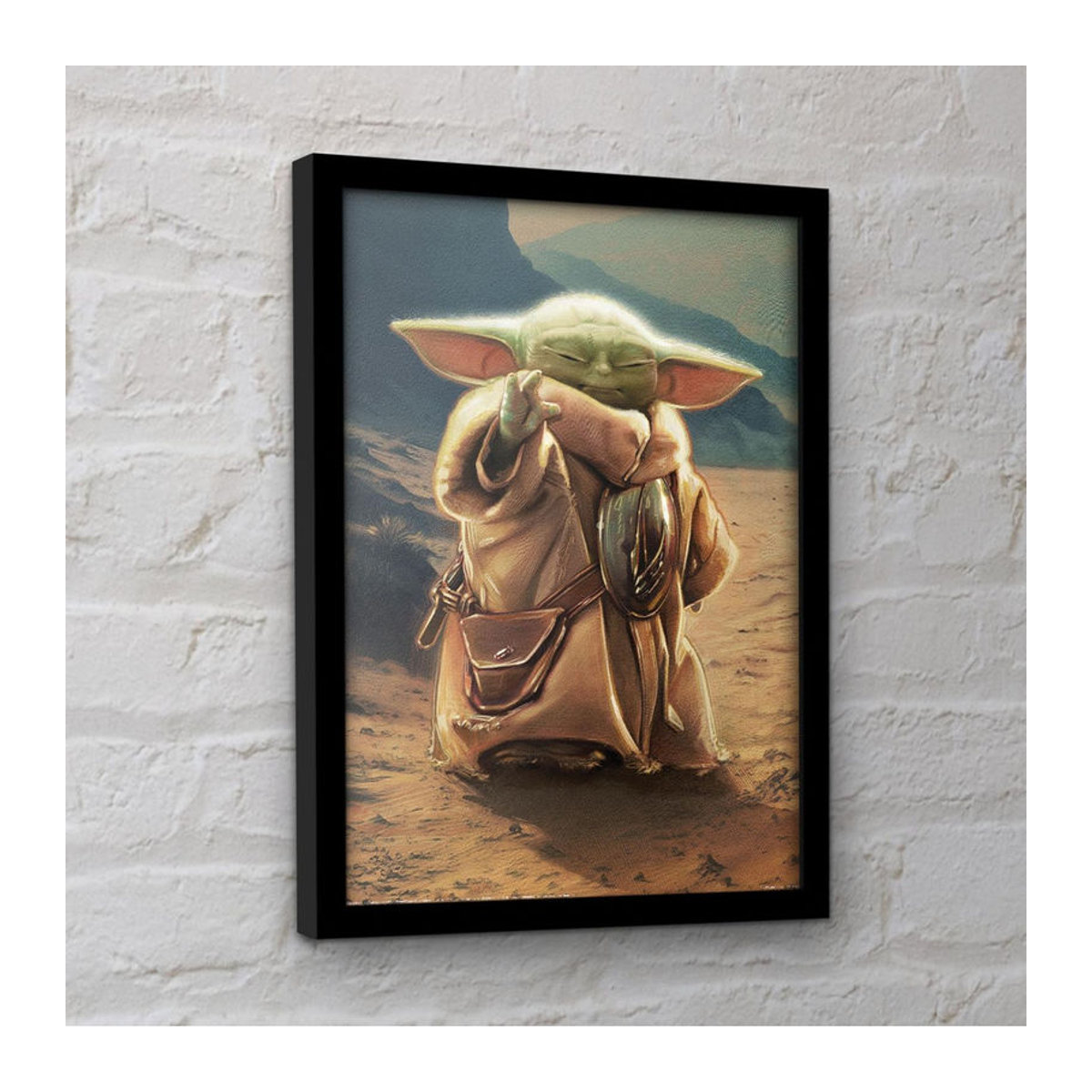 Star Wars: The Mandalorian Grogu gerahmtes Poster im Querformat, mehrfarbig, Breite: 45 cm - Bild 3