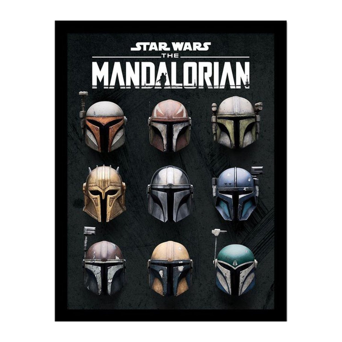 Star Wars The Mandalorian Helm gerahmter Druck in Schwarz und Weiß, Breite: 40 cm - Bild 1