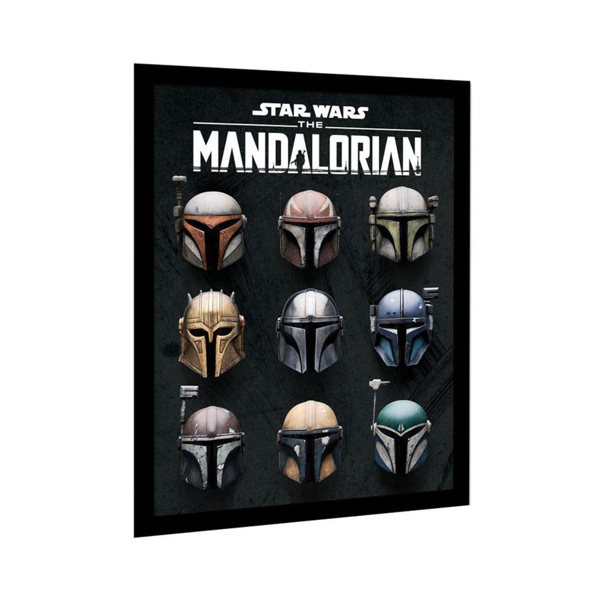 Star Wars The Mandalorian Helm gerahmter Druck in Schwarz und Weiß, Breite: 40 cm - Bild 2
